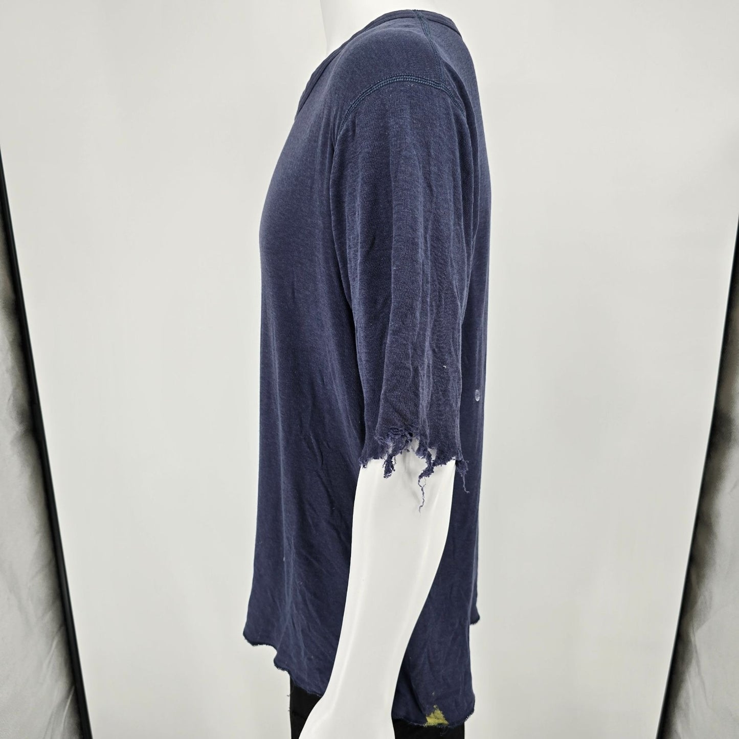 Thrashed Duofold Navy Blue Merino Wool/Nylon Blend Dual Layer Thermal Top (L/XL)