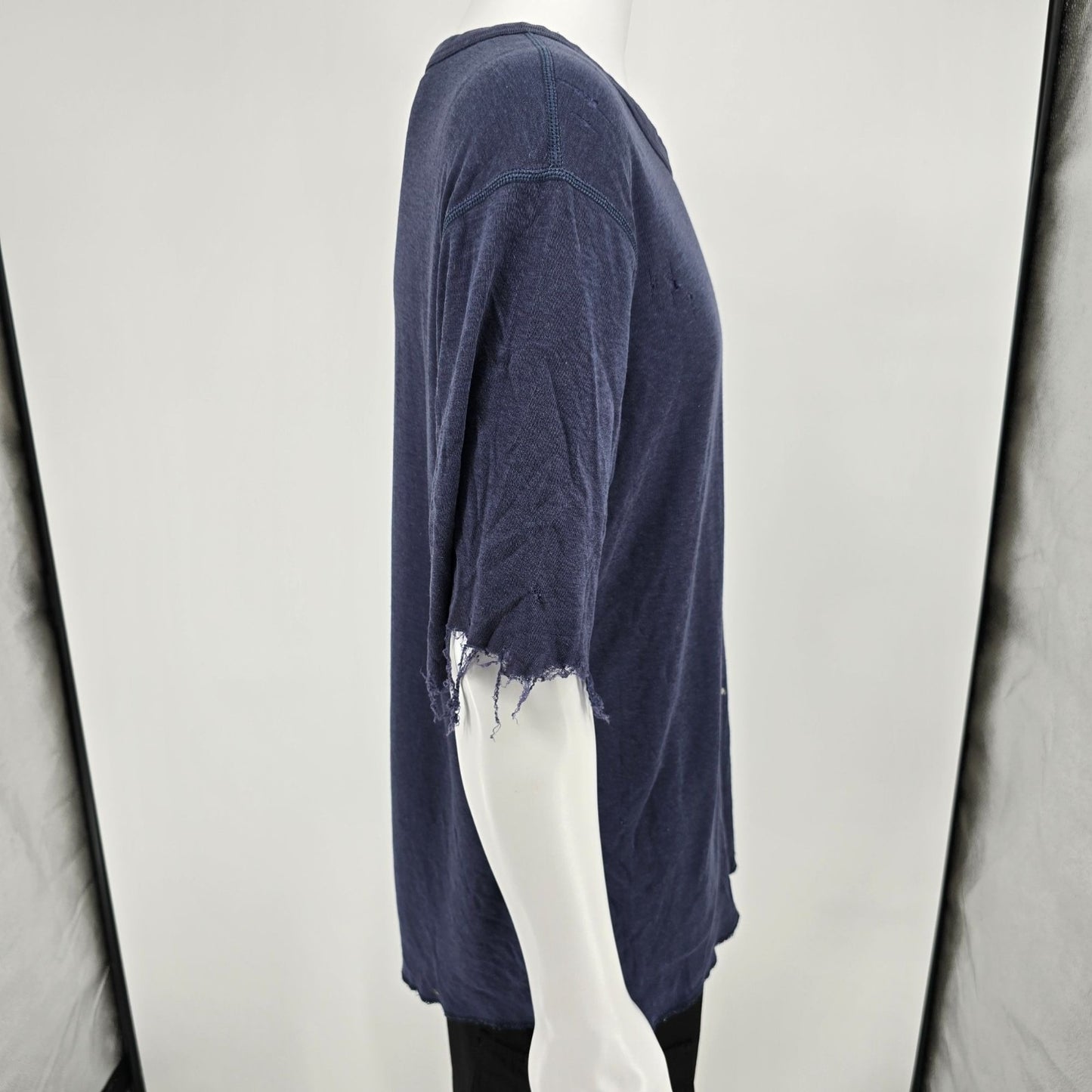 Thrashed Duofold Navy Blue Merino Wool/Nylon Blend Dual Layer Thermal Top (L/XL)