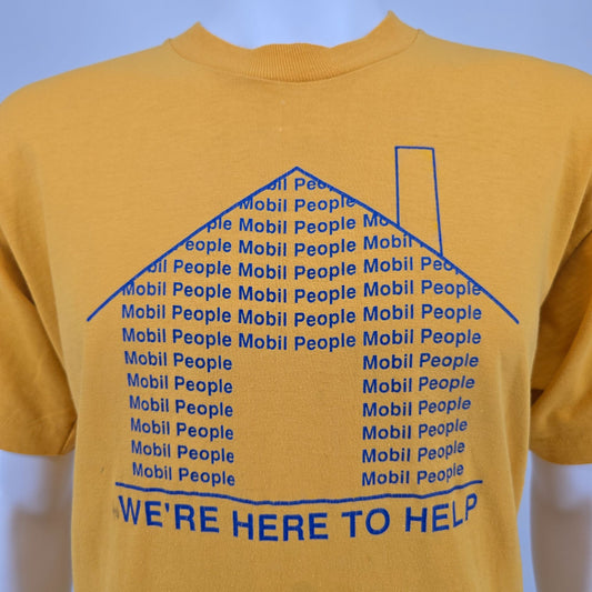 Distressed Vintage 1990s Mobil People "We're Here to Help" T-Shirt (L/XL)