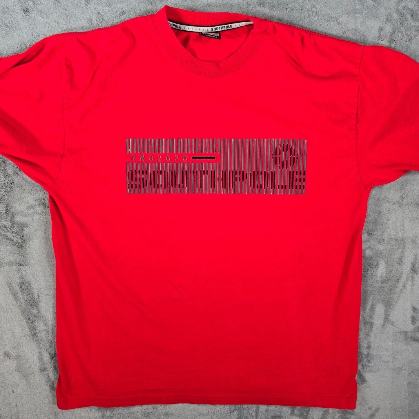 Vintage Y2K Southpole Made in USA Gel Printed Barcode Logo Graphic T-Shirt (XL)