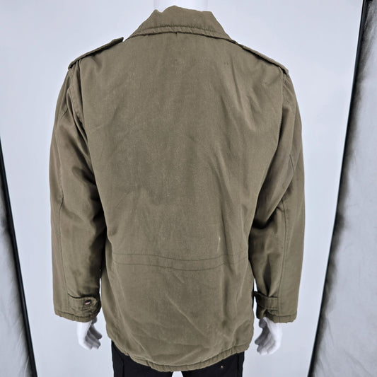 Vintage 1970s Unbranded M-65 Style Olive Field Jacket w/ Pile Lining (L)