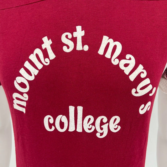 Vintage 1980s Red Mount St. Mary's College Football Jersey Mesh T-Shirt (Small)