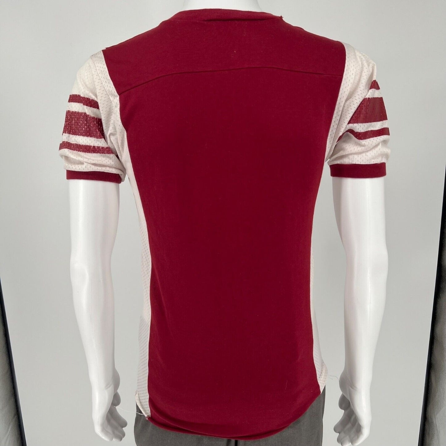 Vintage 1980s Red Mount St. Mary's College Football Jersey Mesh T-Shirt (Small)