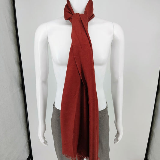 Loro Piana Red Made in Italy 70% Cashmere 30% Silk Raw Edge Scarf (70.5" Length)