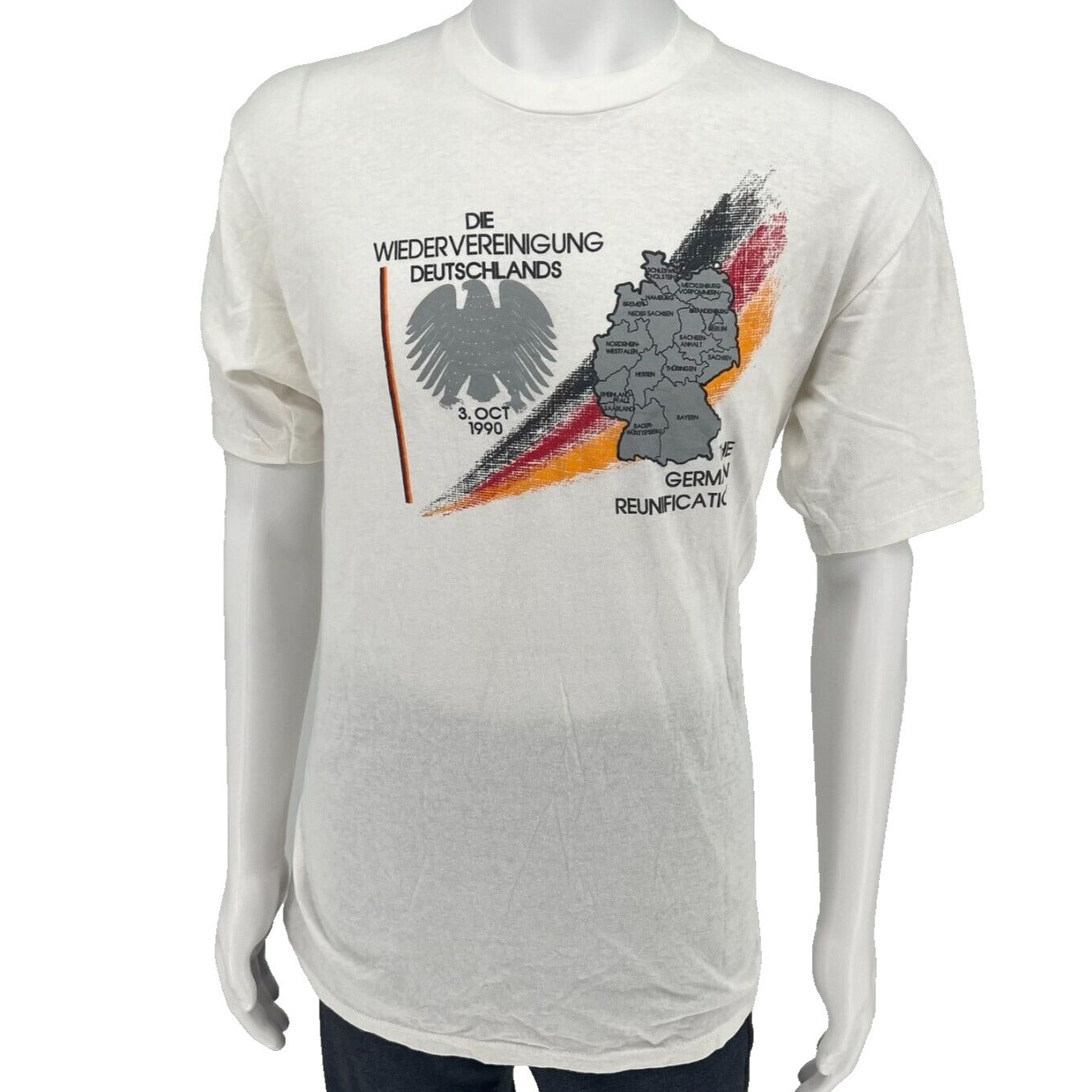 Vintage 1990 Single Stitch Wiedervereinigung German Reunification T-shirt (L)