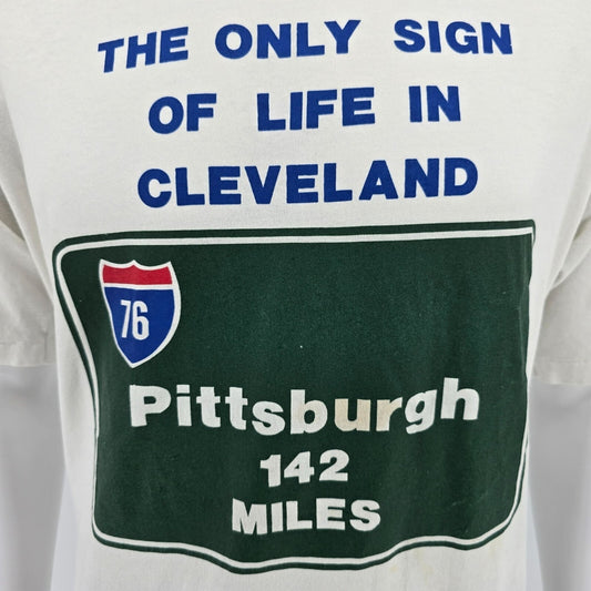 Vintage Early 1990s Jerzees "The Only Sign of Life In Cleveland" T-Shirt (XL)