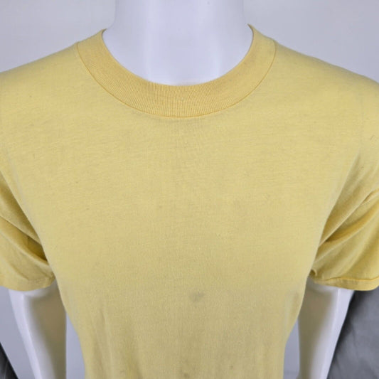 Rare Distressed Vintage 1970s JC Penney Blank Yellow Single Stitch T-Shirt (2XL)
