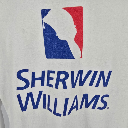 Distressed 2010s Sherwin Williams "Cover the Earth" Paint-Splatter T-Shirt (L/XL)