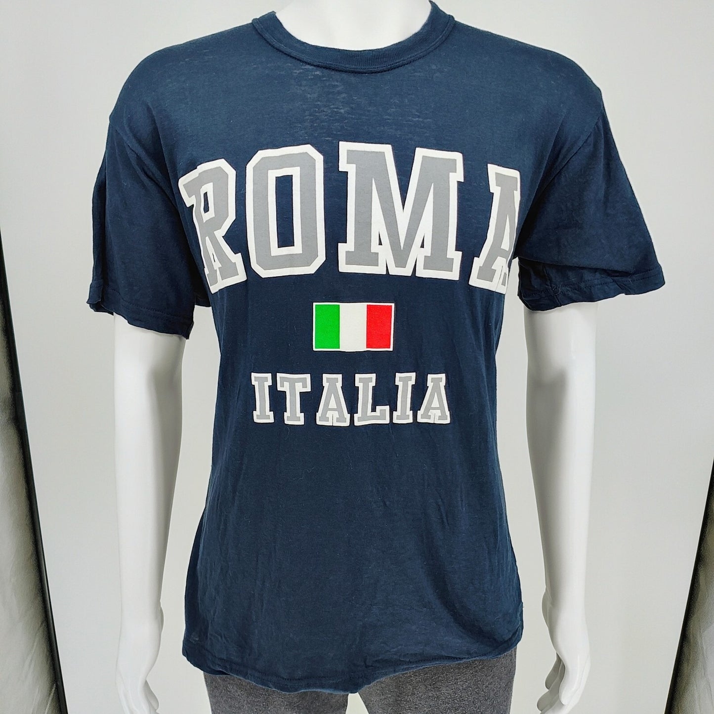 Original Carisma "Roma Italia" Italian Flag Blue Graphic T-Shirt (Womens XL)