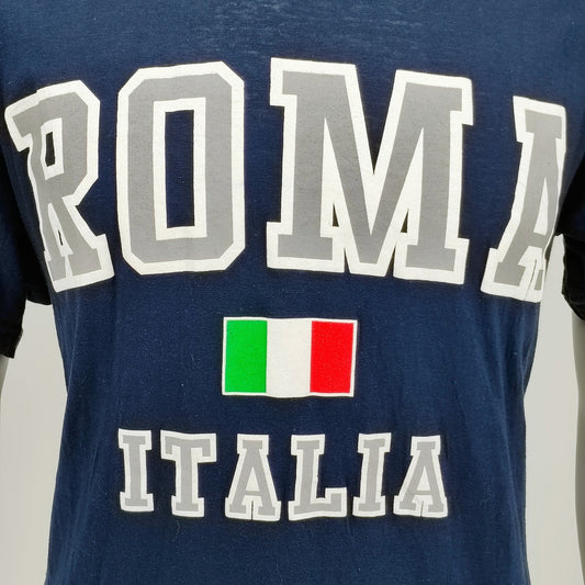 Original Carisma "Roma Italia" Italian Flag Blue Graphic T-Shirt (Womens XL)