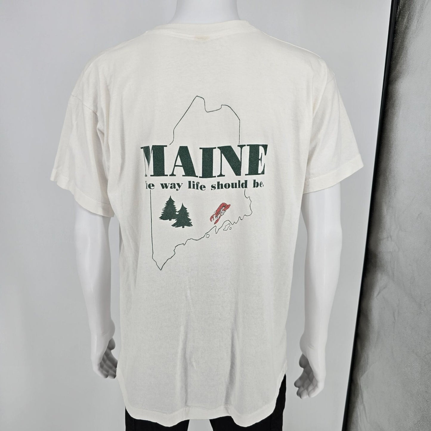 Vintage 1980s Screen Stars "I Love Camping in Maine" White T-Shirt (L/XL)