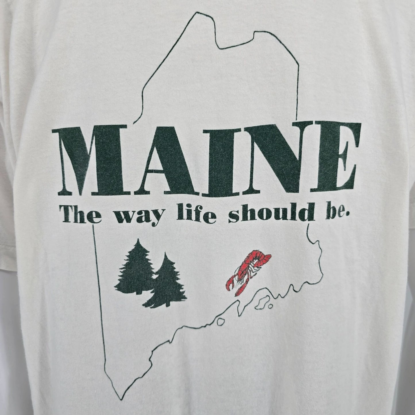 Vintage 1980s Screen Stars "I Love Camping in Maine" White T-Shirt (L/XL)