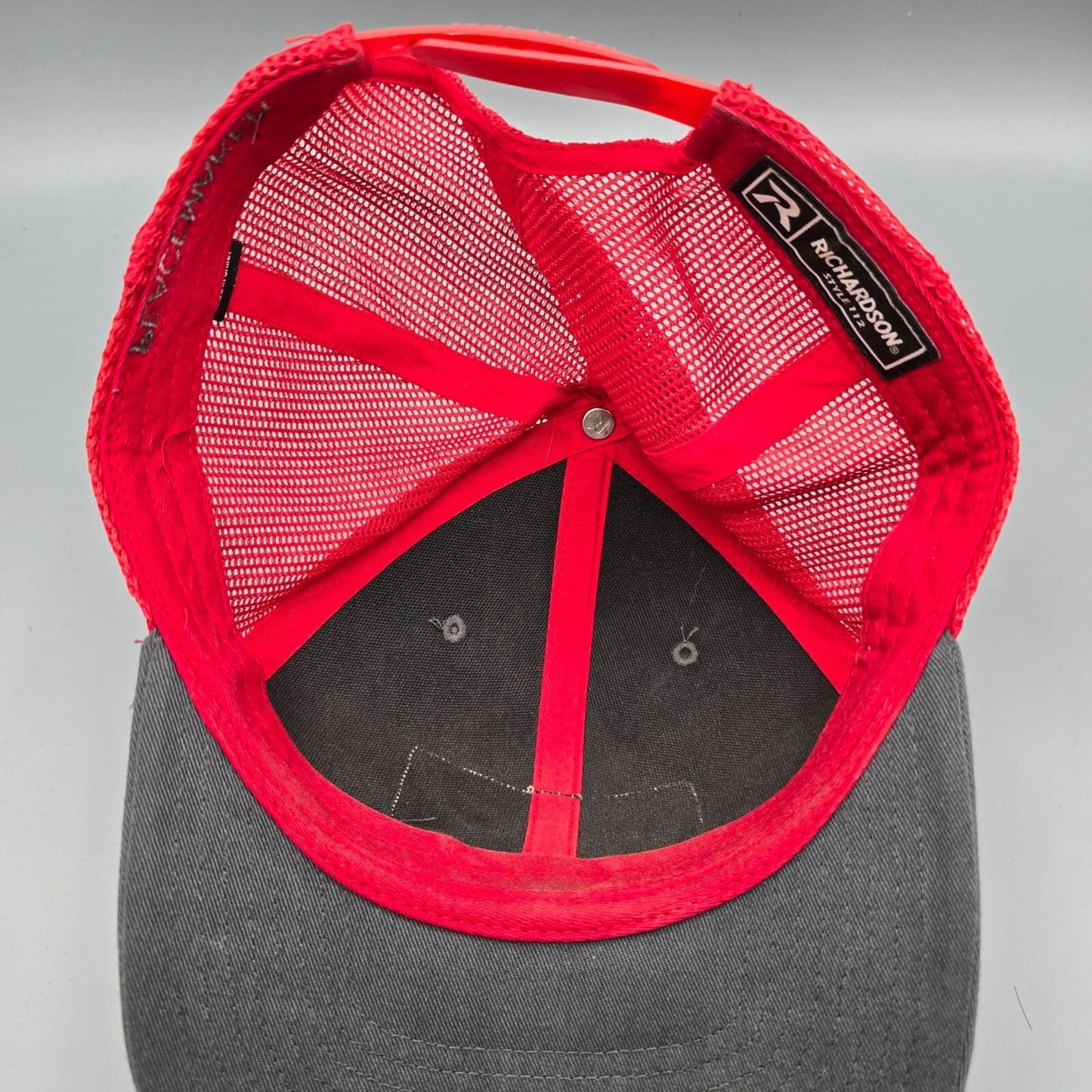 Peacemaker Trading Co. Patch Logo Gray & Red Snapback Richardson Trucker Hat