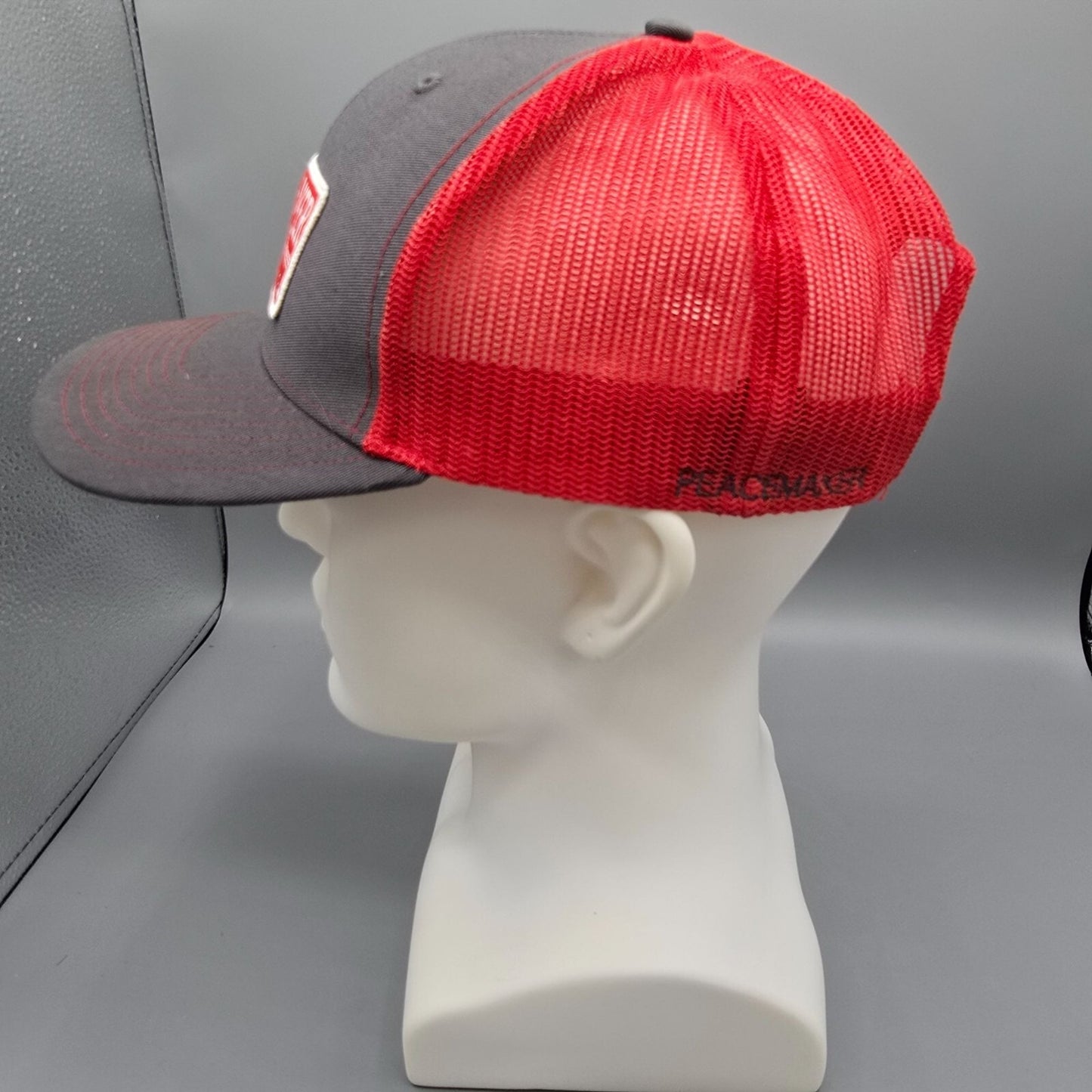 Peacemaker Trading Co. Patch Logo Gray & Red Snapback Richardson Trucker Hat