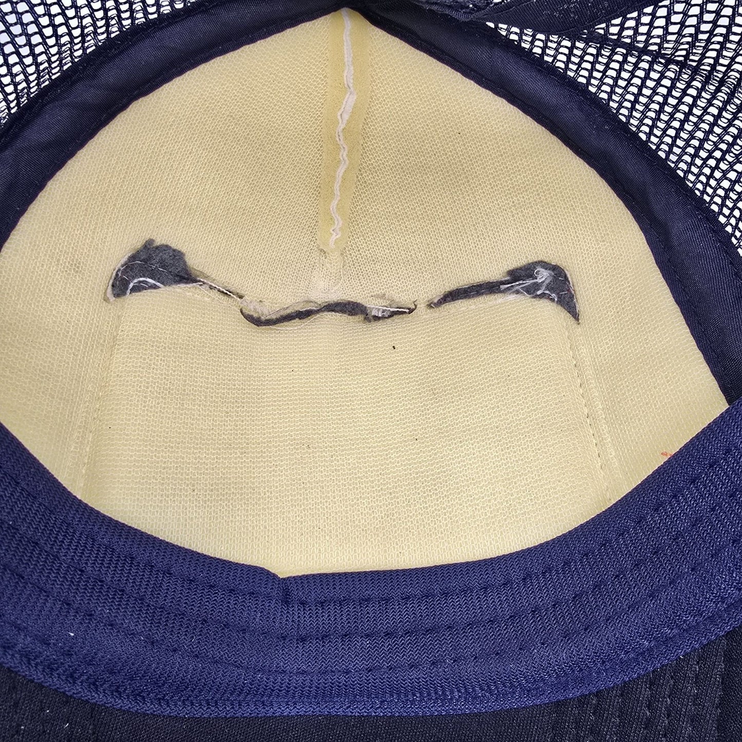 Spirit Halloween Jim's Oil Drilling Navy & White Mesh Back Patch Trucker Hat