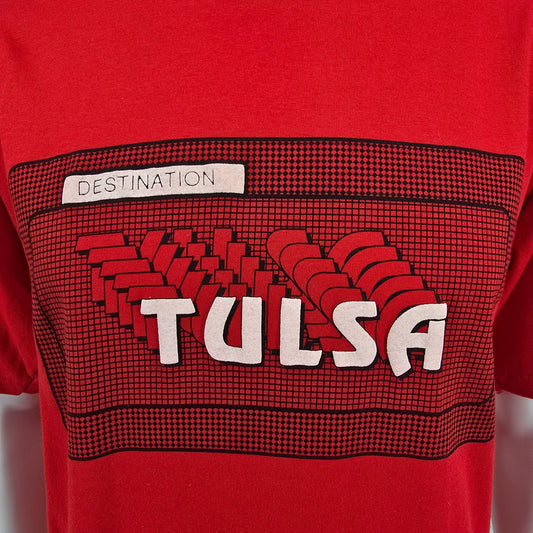 Vintage 1980s Velva Sheen Destination Tulsa Puff Print T-Shirt (L/XL)