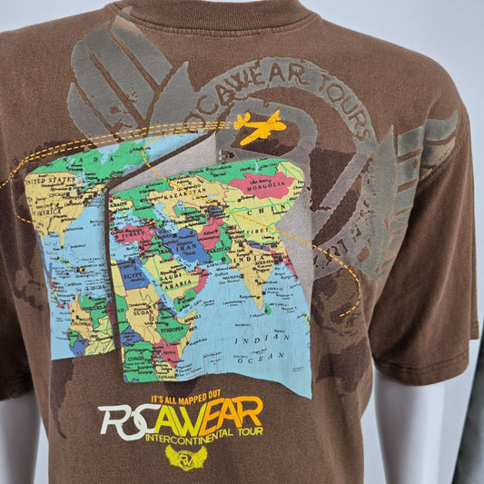 Y2K 2000s Streetwear Rocawear Intercontinental Tour Brown Graphic T-Shirt (XL)