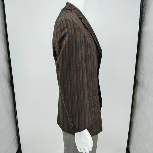 Hugo Boss Made in USA Brown, Red, and Yellow Striped Sport Coat (42R) *FLAWS*