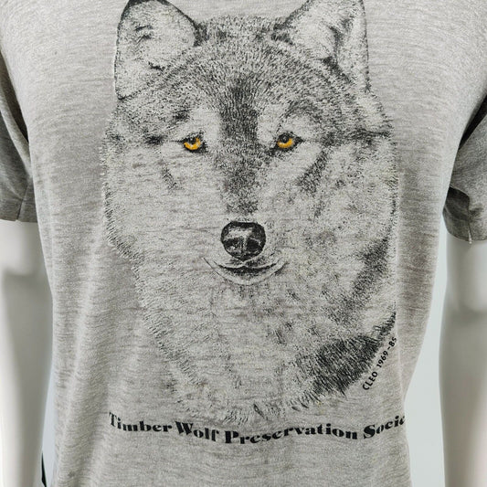 Vintage Single Stitch Timber Wolf Preservation Society Wolf Prints T-Shirt (M)