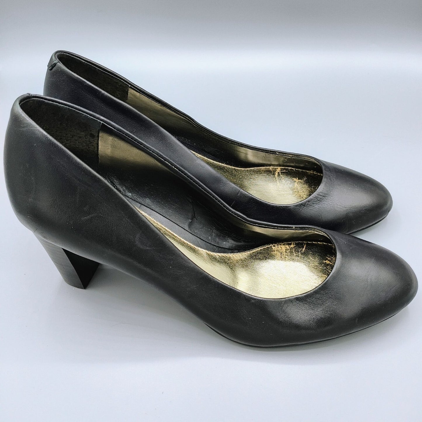 Lauren Ralph Lauren Womens Black Leather Block Heel Pumps (Size 8B)