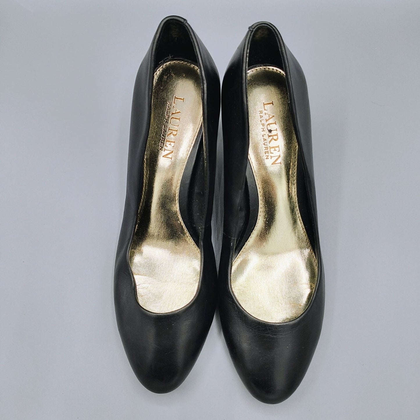 Lauren Ralph Lauren Womens Black Leather Block Heel Pumps (Size 8B)