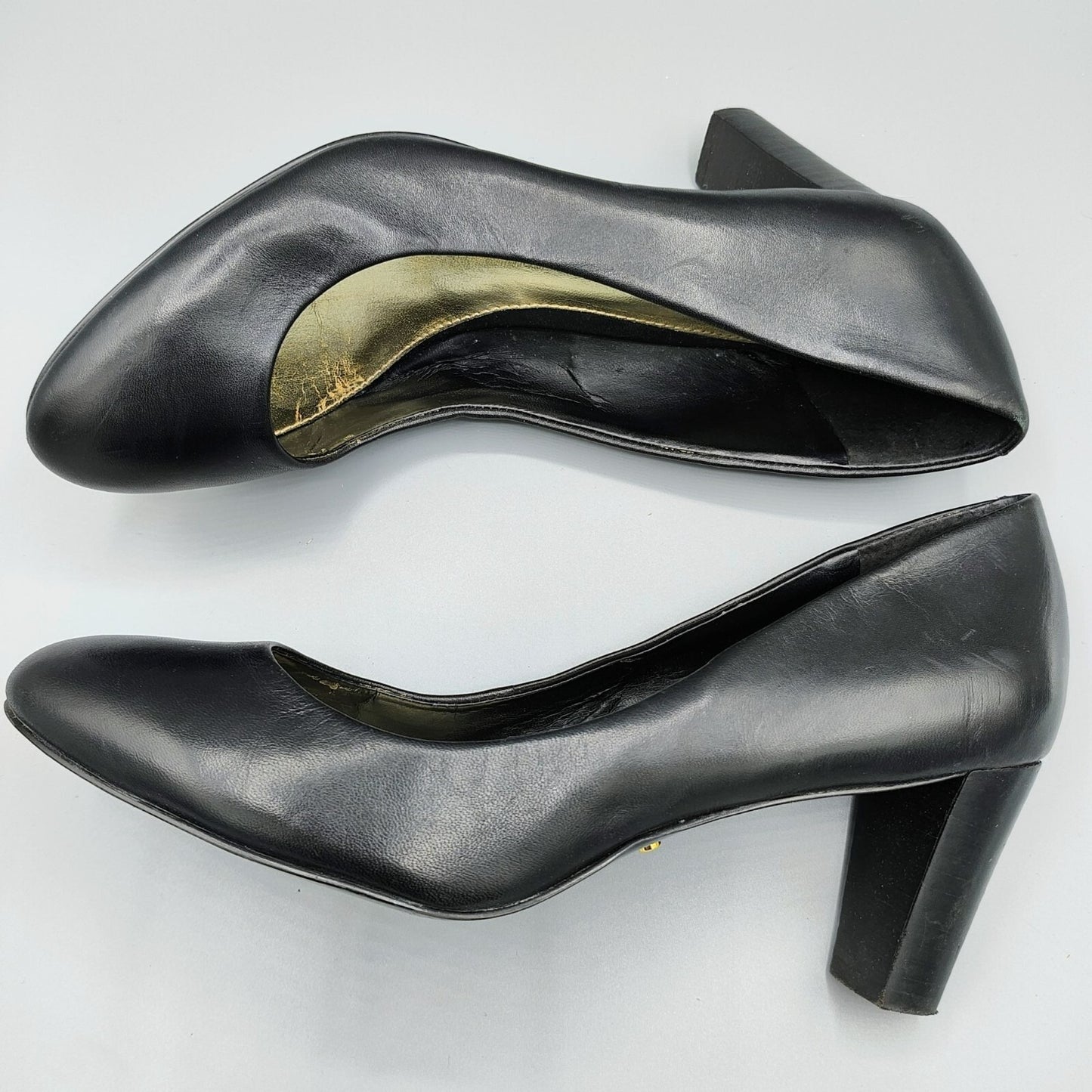 Lauren Ralph Lauren Womens Black Leather Block Heel Pumps (Size 8B)