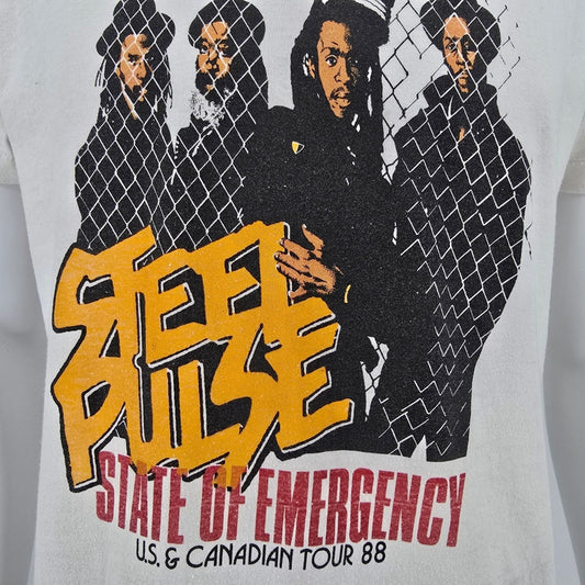 Vintage 1980s Steel Pulse State of Emergency World Tour Concert T-Shirt (M/L)