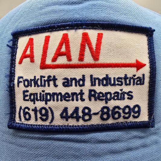 VTG 1980s Adjust-A-Size Alan Forklift & Industrial Equipment Repairs Trucker Hat