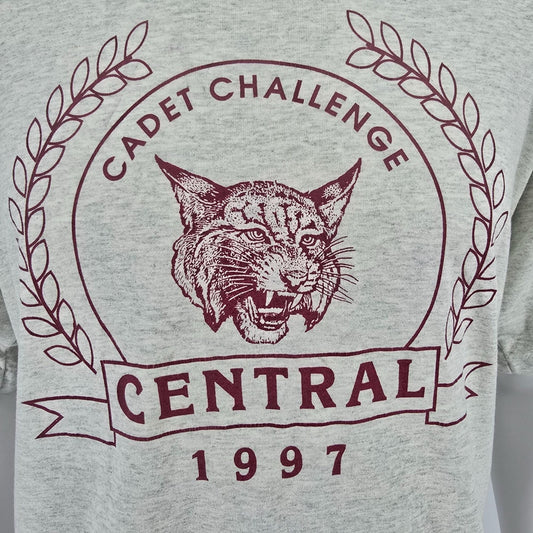 Distressed Vintage 1990s ROTC Central Cadet Challenge 1997 Wildcat T-Shirt (XL)