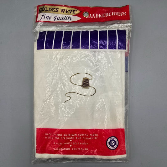 Vintage 1960s Deadstock NOS Golden Weve Men's Satin Stripe Handkerchiefs 8-Pack