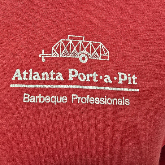 Vintage 1990s Atlanta Port-A-Pit Barbeque Professionals Red BBQ T-Shirt (M)