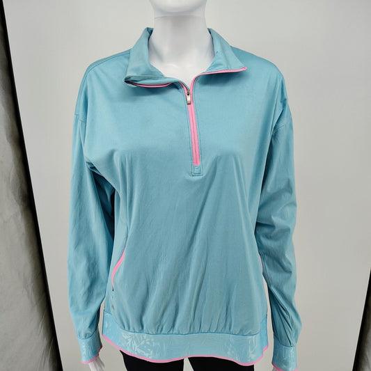 Adidas Womens Half-Zip Light Blue & Pink Pullover Jacket