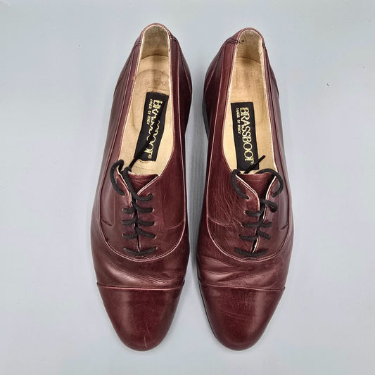 Brassboot Made in Italy Men's Burgundy Leather Oxford Dress Shoes (Size 7M)