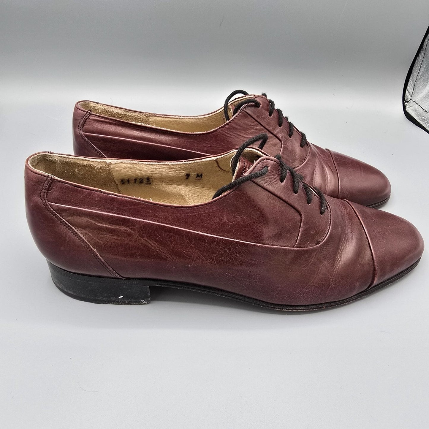 Brassboot Made in Italy Men's Burgundy Leather Oxford Dress Shoes (Size 7M)
