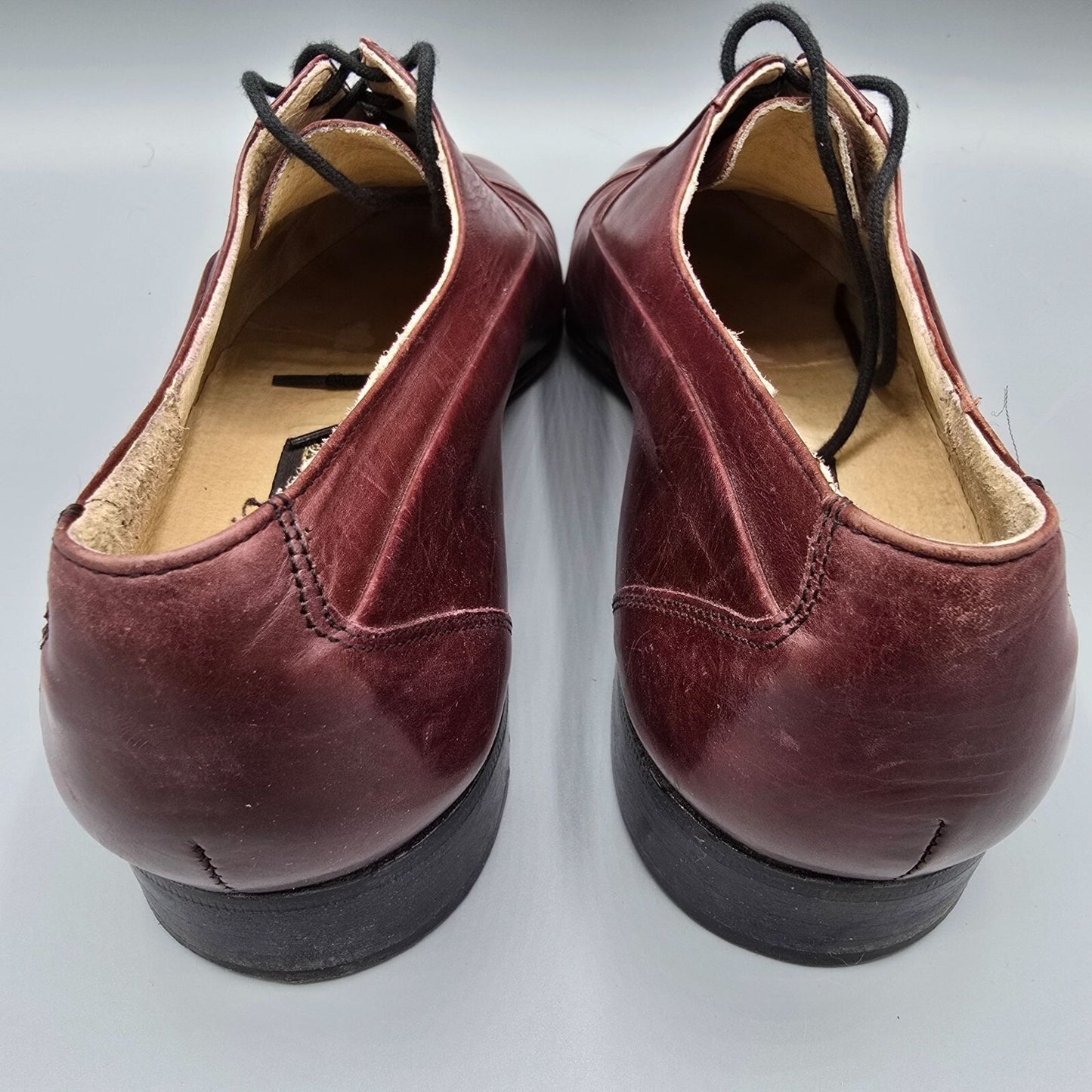 Brassboot Made in Italy Men's Burgundy Leather Oxford Dress Shoes (Size 7M)