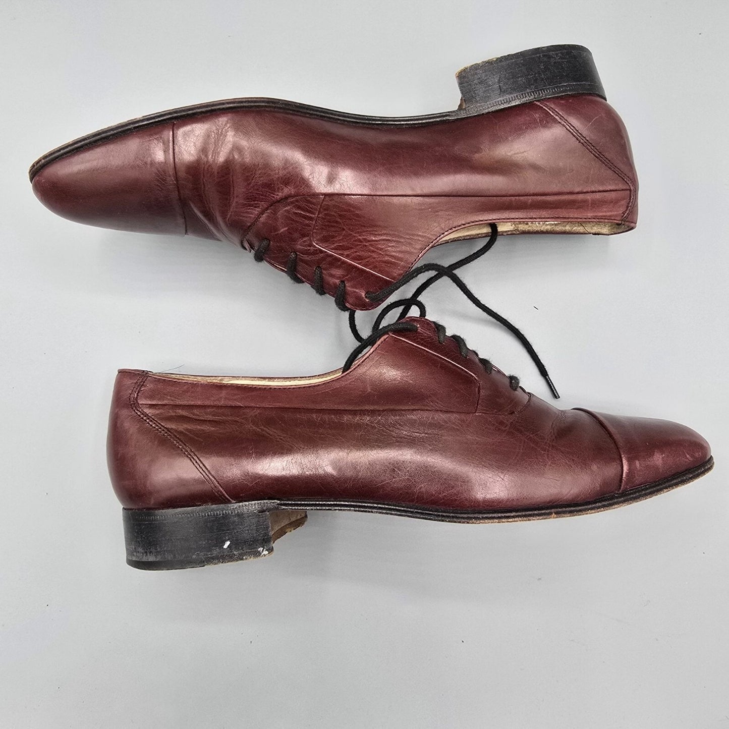 Brassboot Made in Italy Men's Burgundy Leather Oxford Dress Shoes (Size 7M)