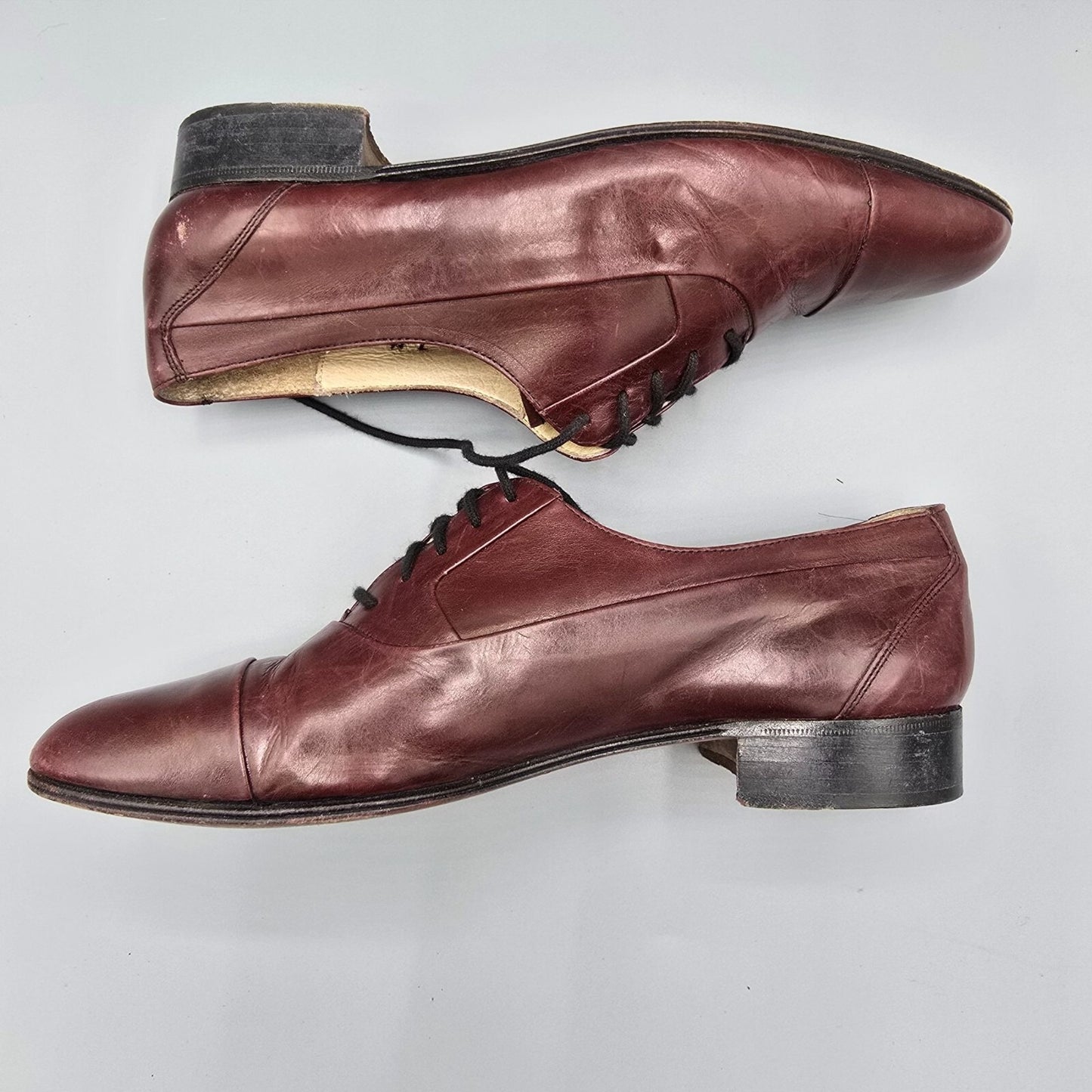 Brassboot Made in Italy Men's Burgundy Leather Oxford Dress Shoes (Size 7M)