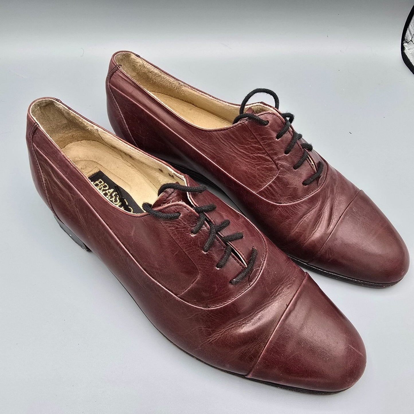 Brassboot Made in Italy Men's Burgundy Leather Oxford Dress Shoes (Size 7M)