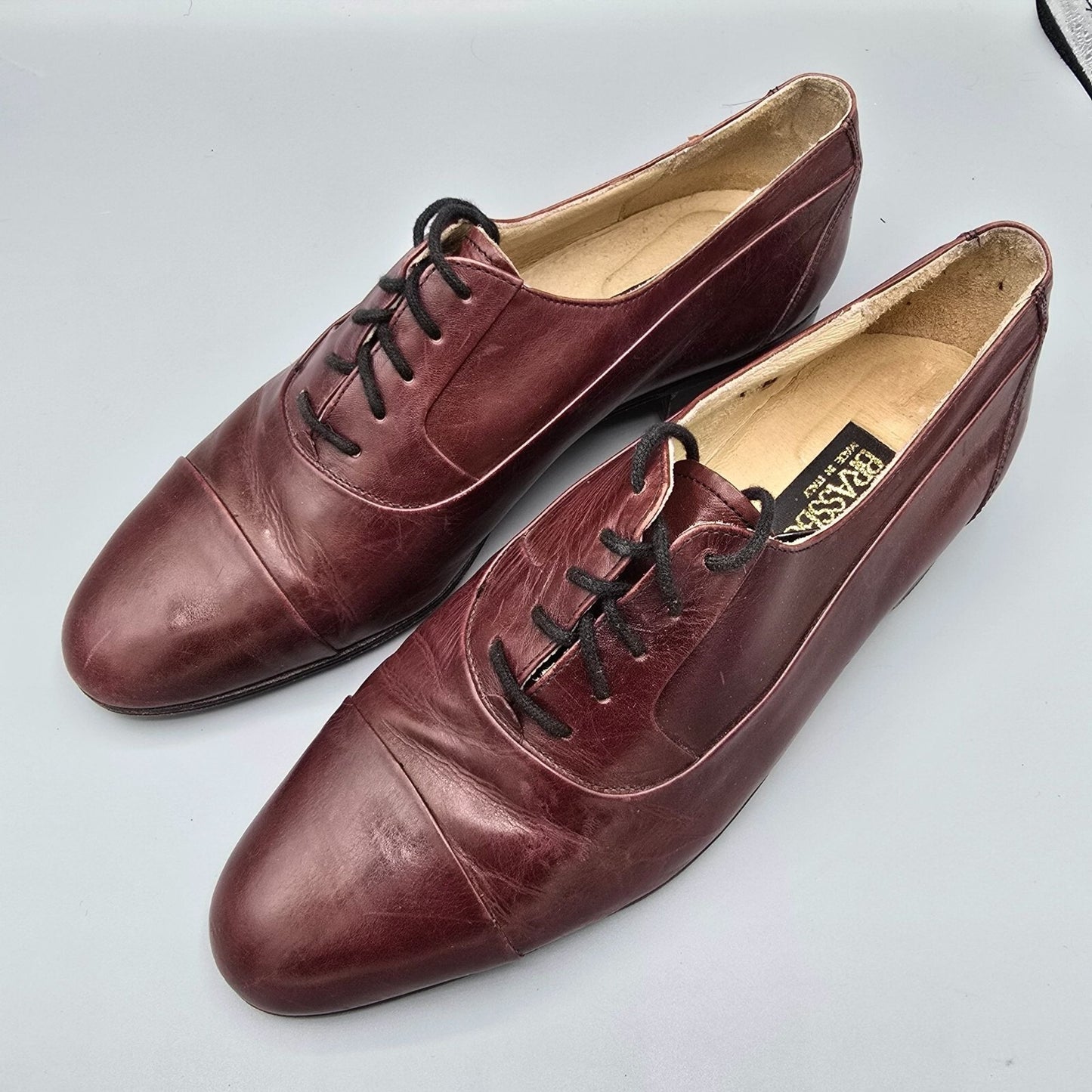 Brassboot Made in Italy Men's Burgundy Leather Oxford Dress Shoes (Size 7M)
