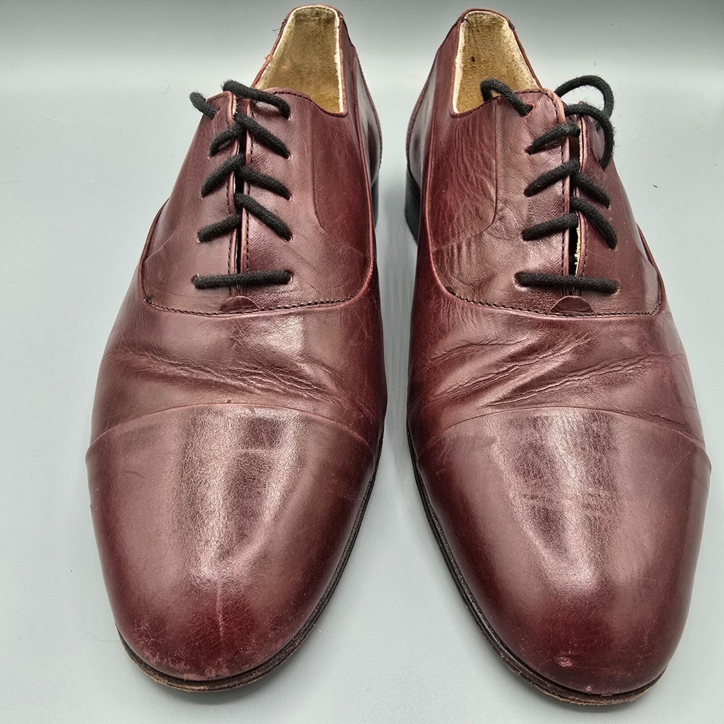 Brassboot Made in Italy Men's Burgundy Leather Oxford Dress Shoes (Size 7M)