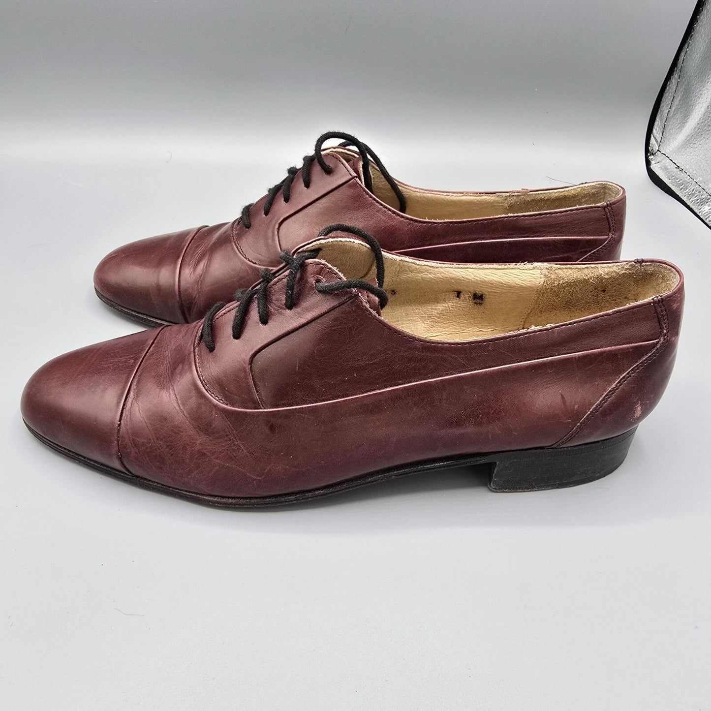 Brassboot Made in Italy Men's Burgundy Leather Oxford Dress Shoes (Size 7M)
