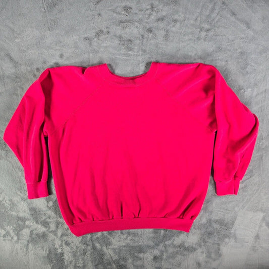 Vintage Distressed 1980s J.E. Morgan Fleecewear Raglan Pink Sweatshirt (M)