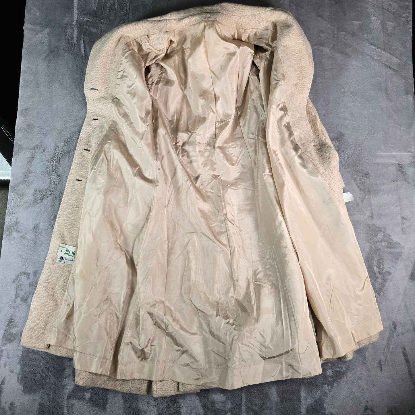 Vintage 1980s Jill Jr. Wool Blend Fit & Flare Herringbone Coat (M)