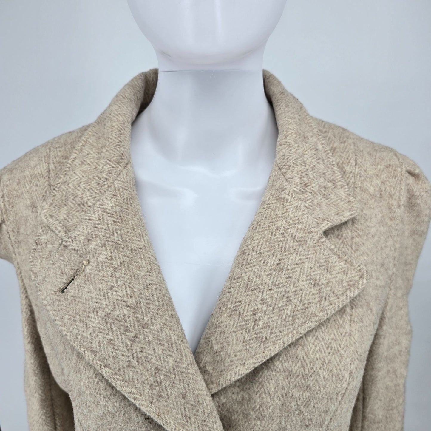Vintage 1980s Jill Jr. Wool Blend Fit & Flare Herringbone Coat (M)