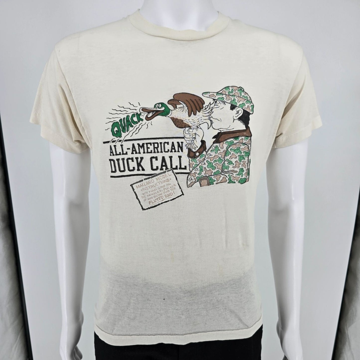 Vintage 1980s Screen Stars All-American Duck Call Thin Novelty T-Shirt (M)