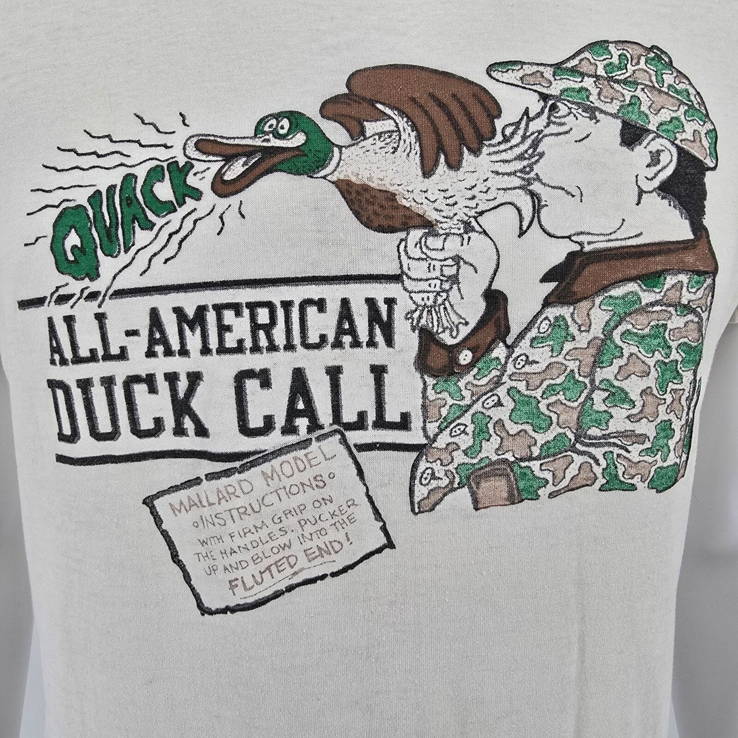 Vintage 1980s Screen Stars All-American Duck Call Thin Novelty T-Shirt (M)