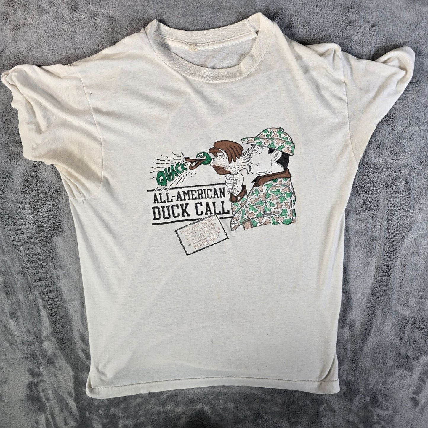 Vintage 1980s Screen Stars All-American Duck Call Thin Novelty T-Shirt (M)