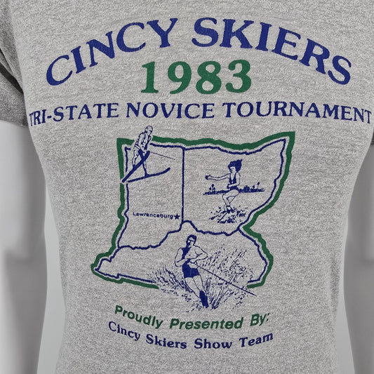 Vintage 1983 Cincy Skiers Show Team Tri-State Novice Tournament T-Shirt (S)