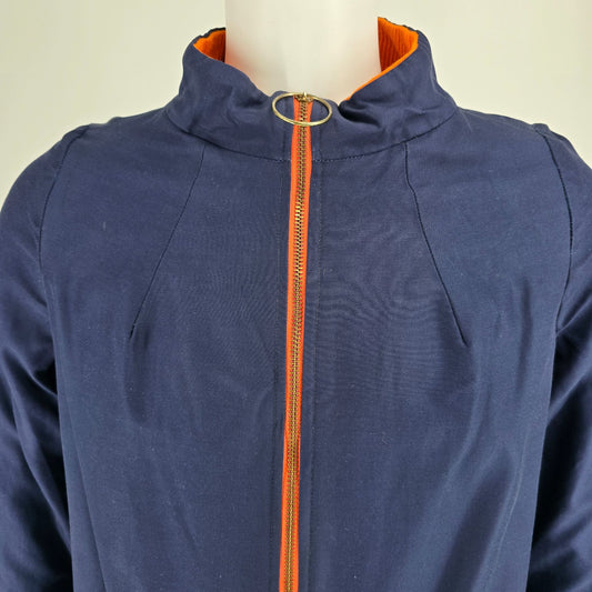 Vintage 1960s Women's Unbranded Blue/Orange Reversible Mod O-Ring Zip Jacket (M)