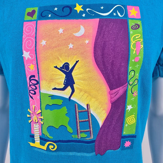 Vintage 1990s Girl Scouts 1998 "Just Imagine" Single Stitch Blue T-Shirt (M)